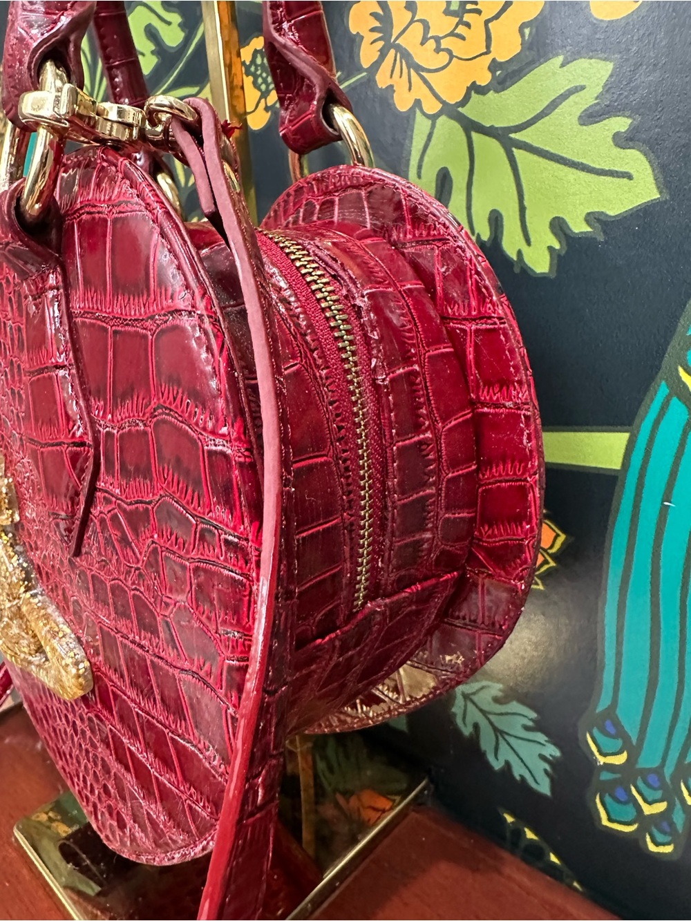 Vivienne Westwood Vintage Chancery Orb Heart Bag Red Croc Embossed Crossbody - Picture 11 of 15